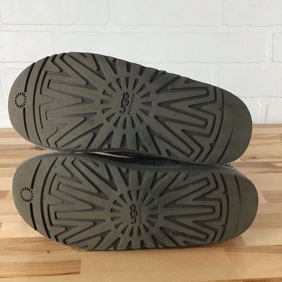 𝅺UGG EVA classic cordy Genuine leather  sheep skin lining knit grey size 4 - Picture 6 of 15